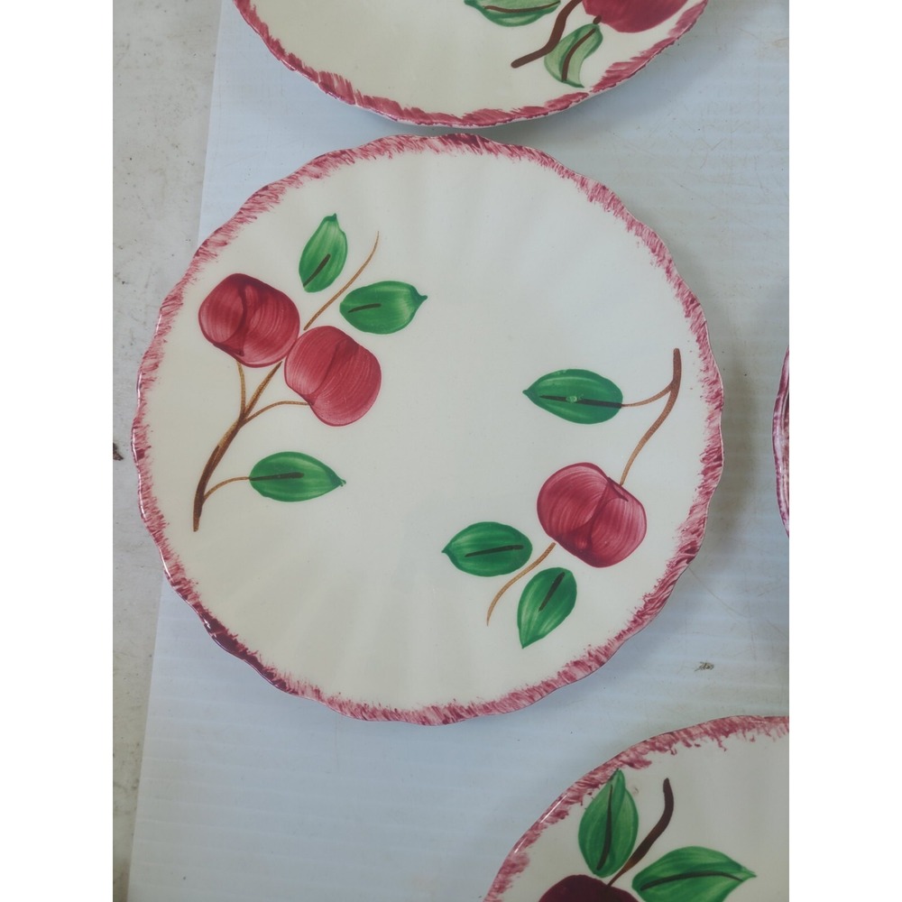 Blue Ridge Southern Pottery Bread Plate Apple Cherry Set Of 5 - Picture 3 of 8